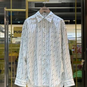 BALENCIAGA All Over Logo Striped Shirt