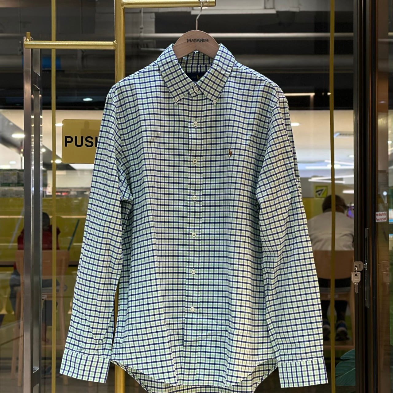 POLO RALPH LAUREN Color Pony Check Long-Sleeved Shirt White Green