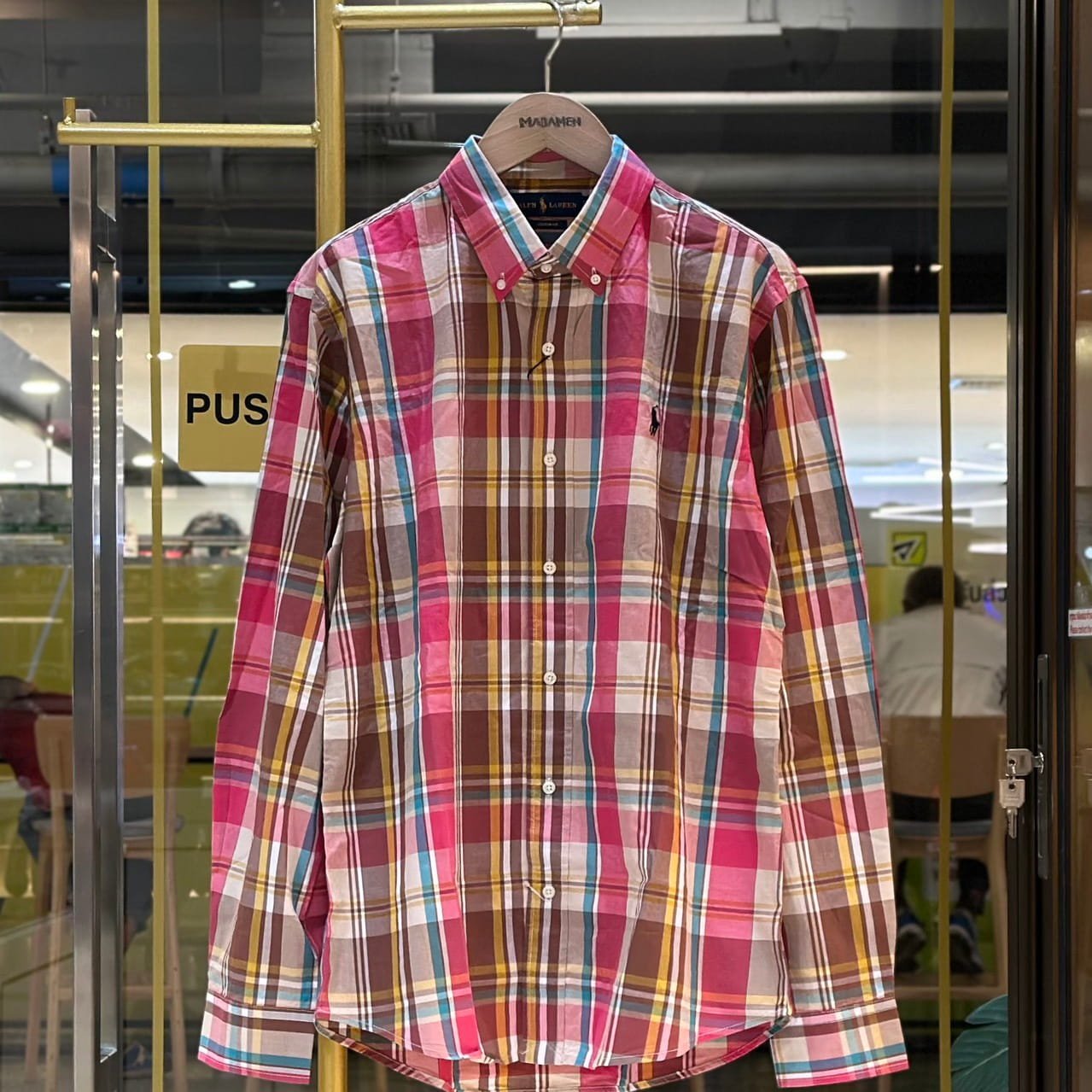 POLO RALPH LAUREN Small Pony Check Long-Sleeved Shirt Pink