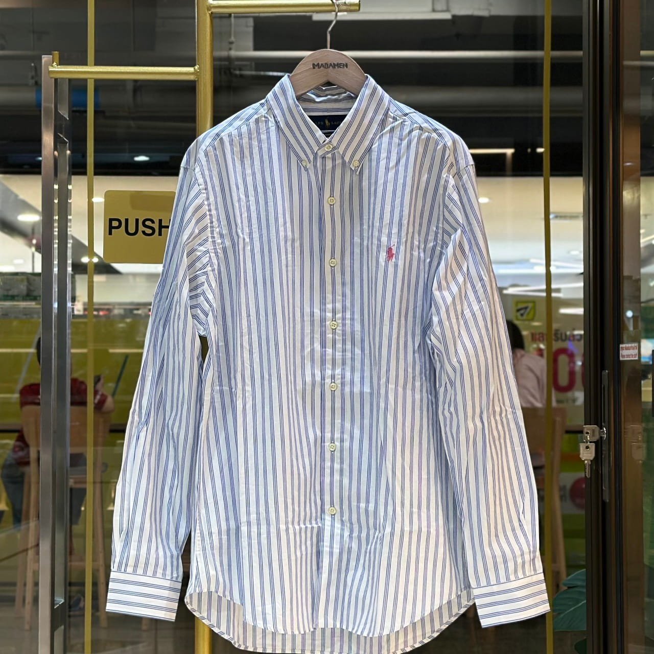 POLO RALPH LAUREN Small Pony Striped Long-Sleeved Shirt White