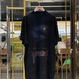 BALENCIAGA Eiffel Tower Distressed Logo Print T-Shirt