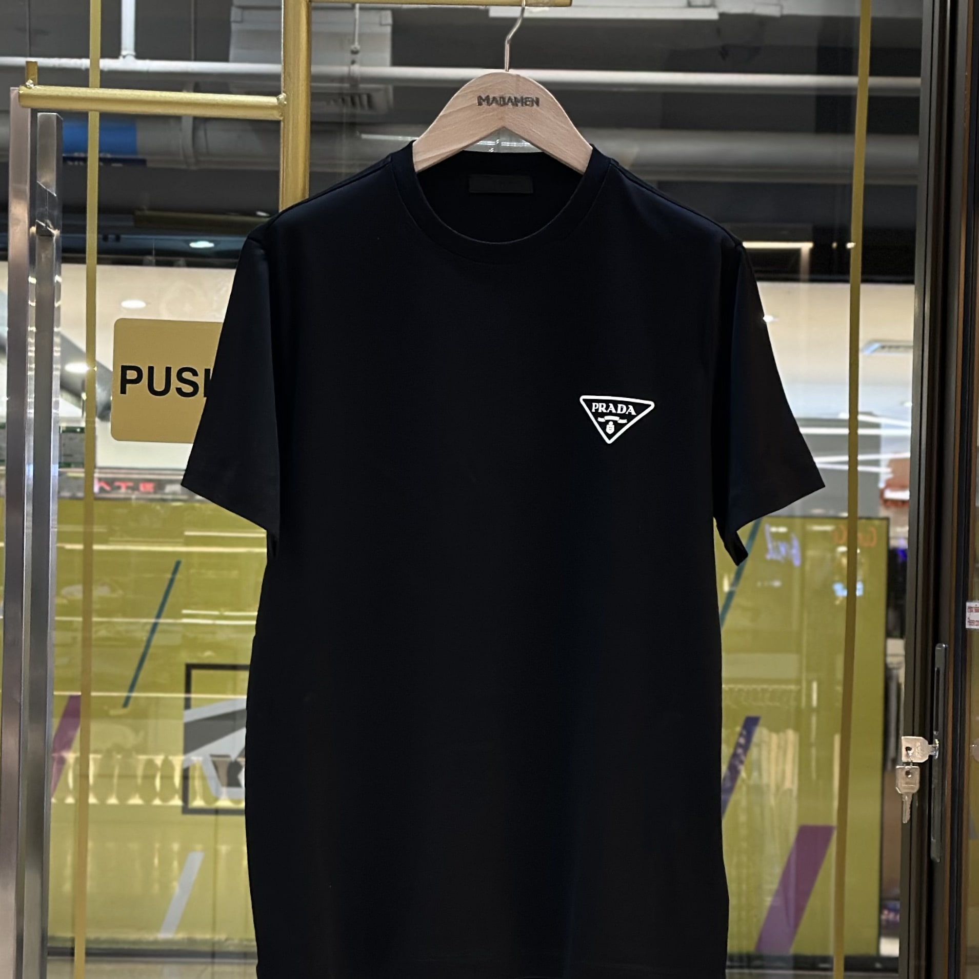 PRADA Triangle Logo T-Shirt Black
