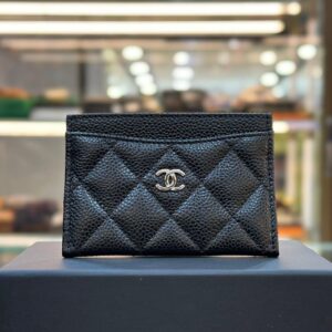 CHANEL Black Caviar Card Holder PHW