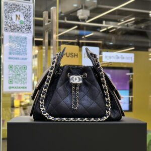 CHANEL 25 Grained Calfskin & Silver-Tone Metal Mini Handbag