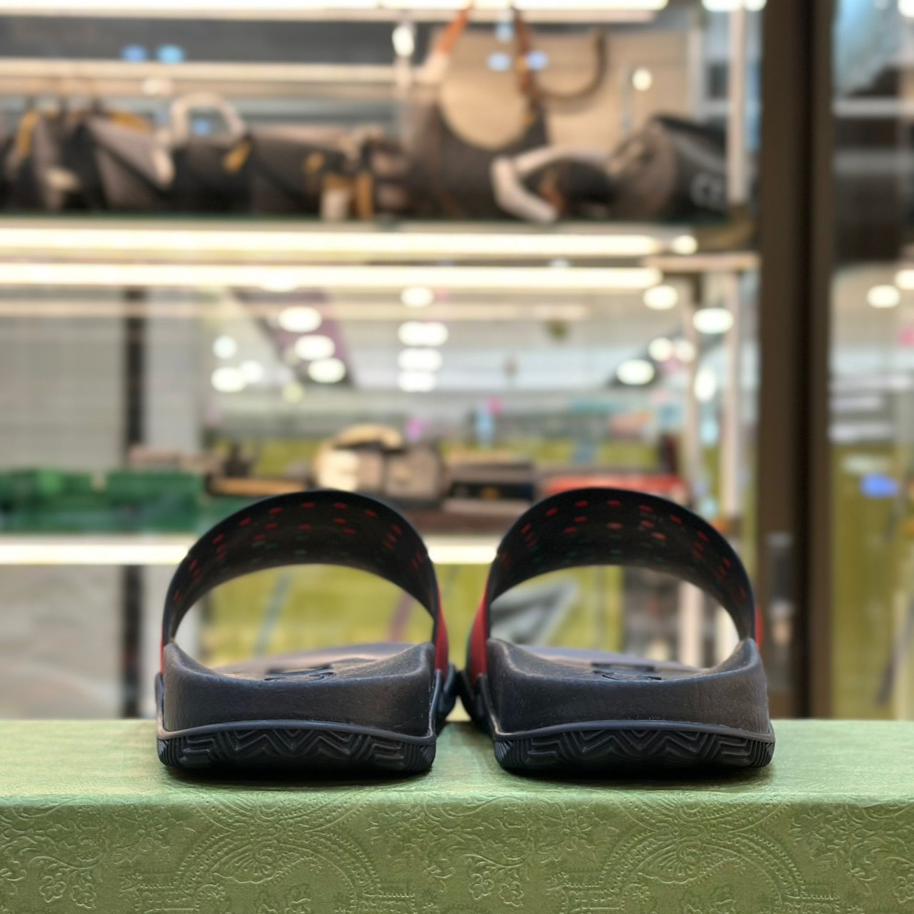 GUCCI Web Rubber Slide Sandals (3)