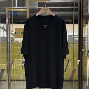 PRADA Enameled Metal Triangle Logo Oversized T-Shirt