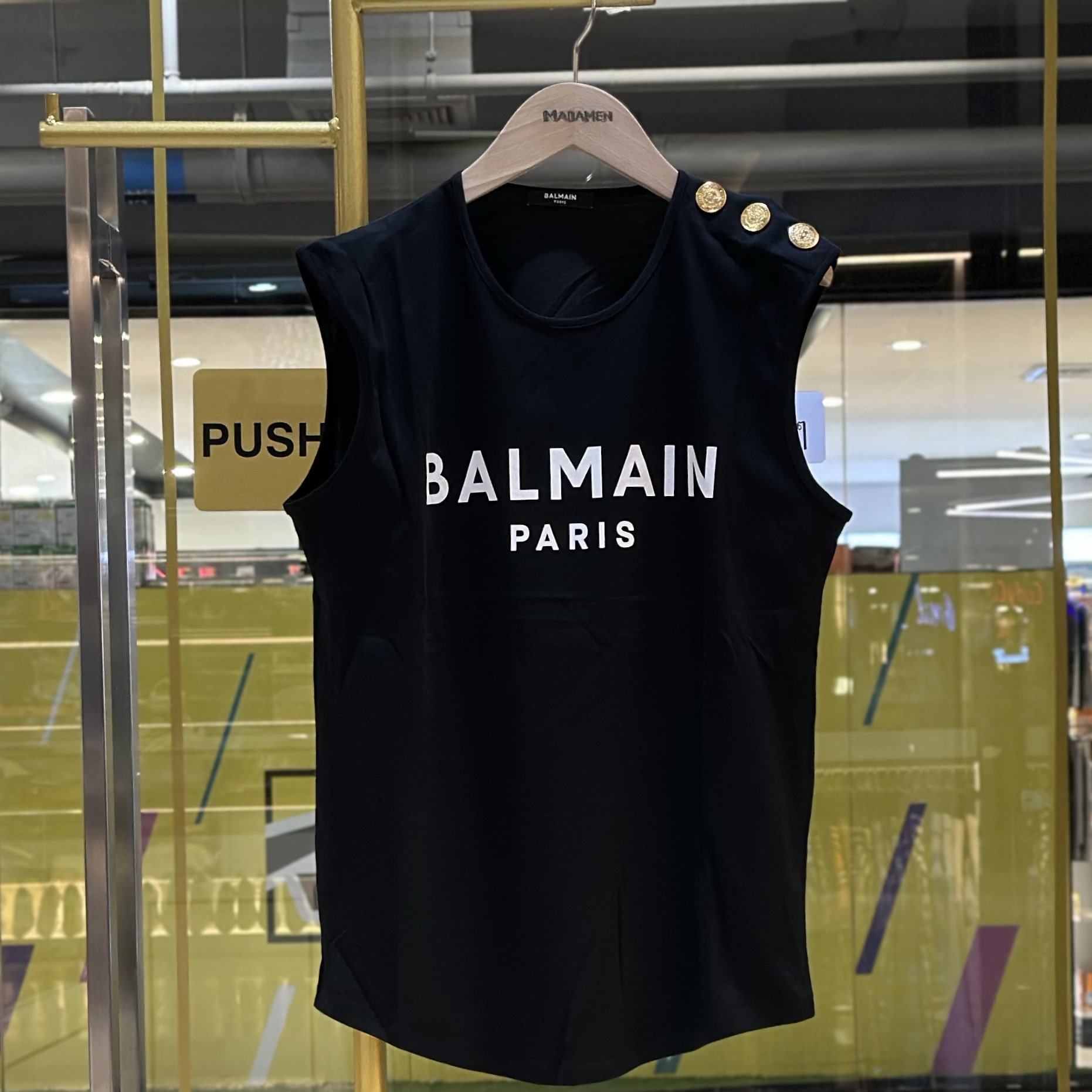 BALMAIN Logo Print Women Sleeveless Shirt Black