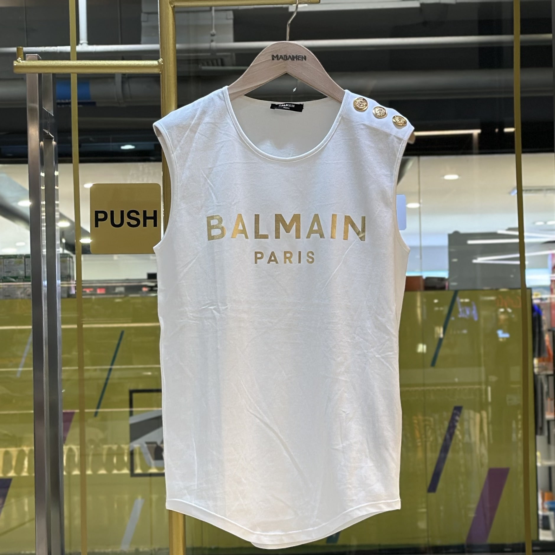 BALMAIN Logo Print Women Sleeveless Shirt White