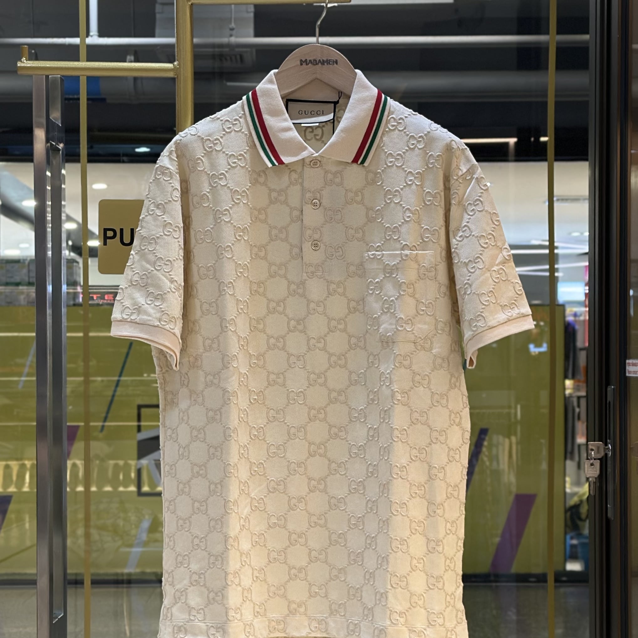 GUCCI GG Cotton Piquet Polo Shirt Ivory