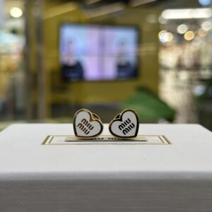 MIU MIU Enameled Metal Heart Earrings