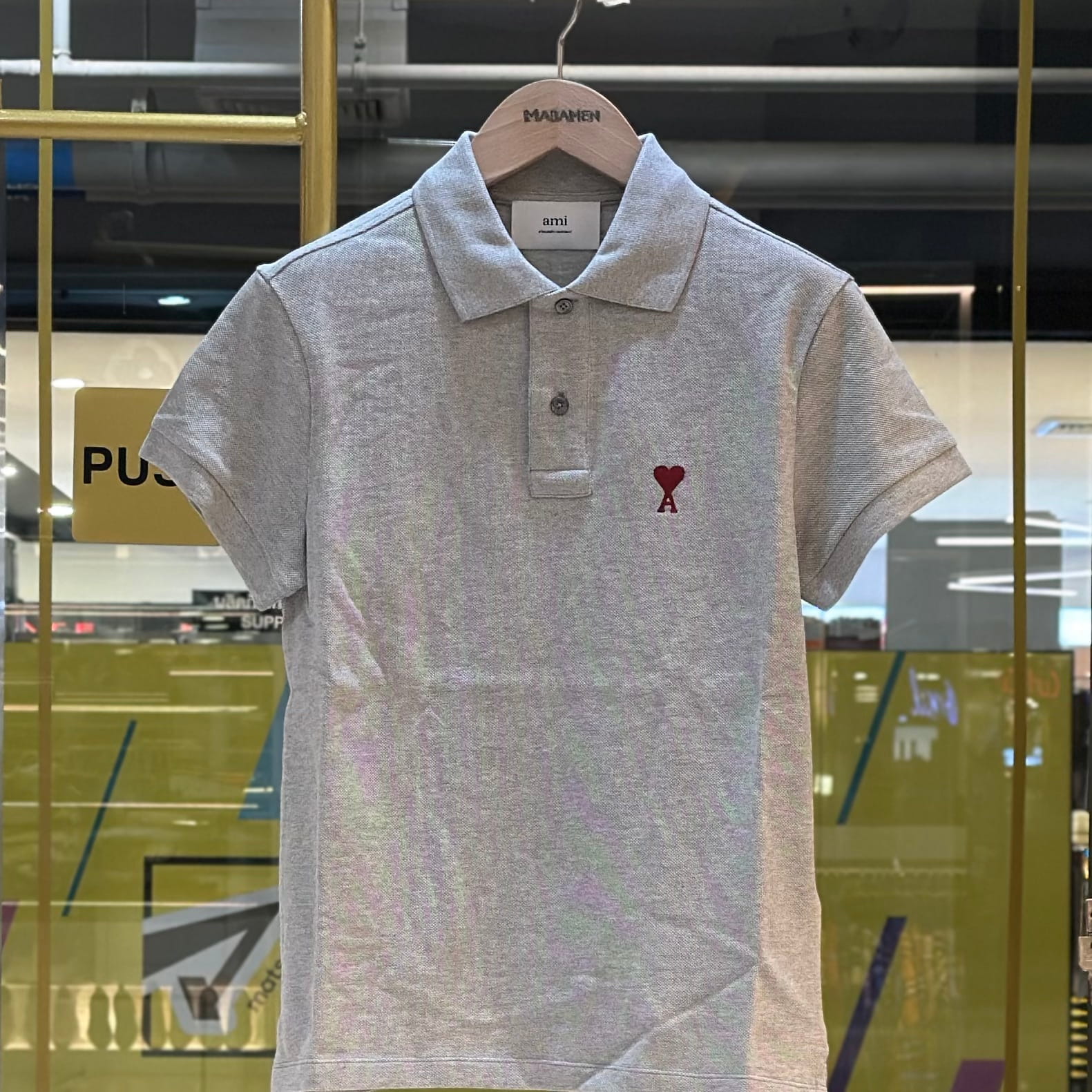 AMI de Coeur Cotton Polo Shirt Heather Grey (1)