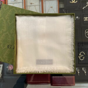 GUCCI GG Jacquard Cotton Silk Shawl Scarf