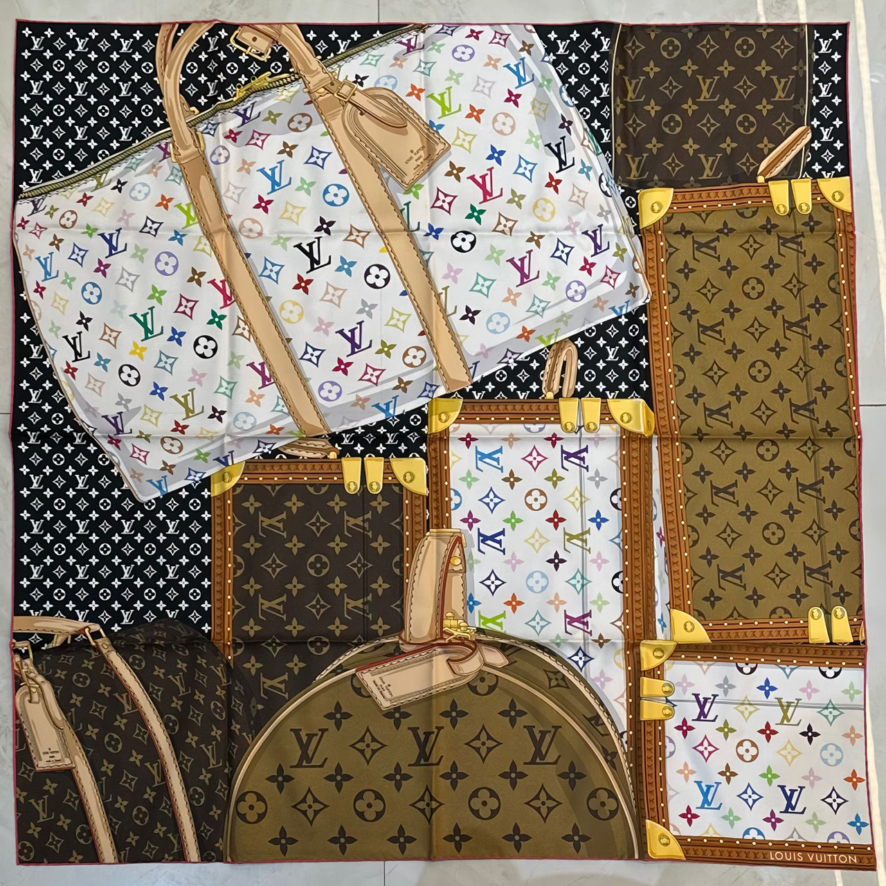 LOUIS VUITTON x Takashi Murakami Monogram Multicolor Collector Square Scarf (2)