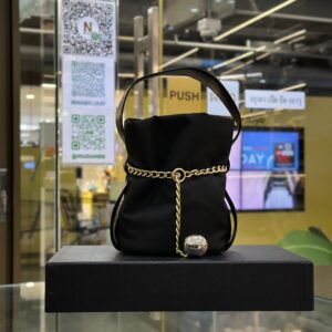 PRADA Petit Sac Noir Mini Re-Nylon and Nappa Leather Bucket Bag