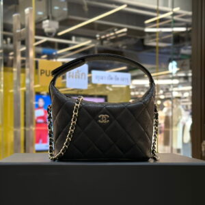 CHANEL Black Caviar Hobo Handbag