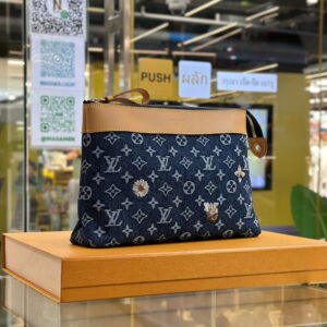 LOUIS VUITTON Monogram Flowers Denim Pochette Voyage Souple
