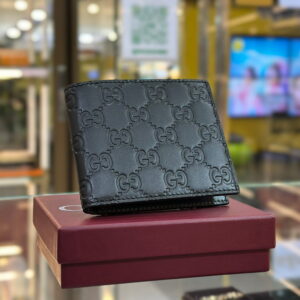 GUCCI Black Embossed GG Emblem Bi-Fold Wallet