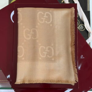 GUCCI GG Jacquard Silk Wool Shawl Scarf