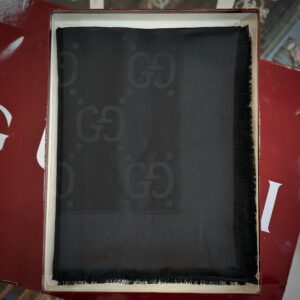 GUCCI GG Jacquard Silk Wool Shawl Scarf