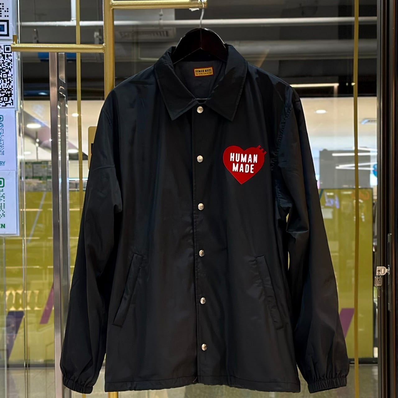 HUMAN MADE Heart Logo Coach Jacket Black (1)