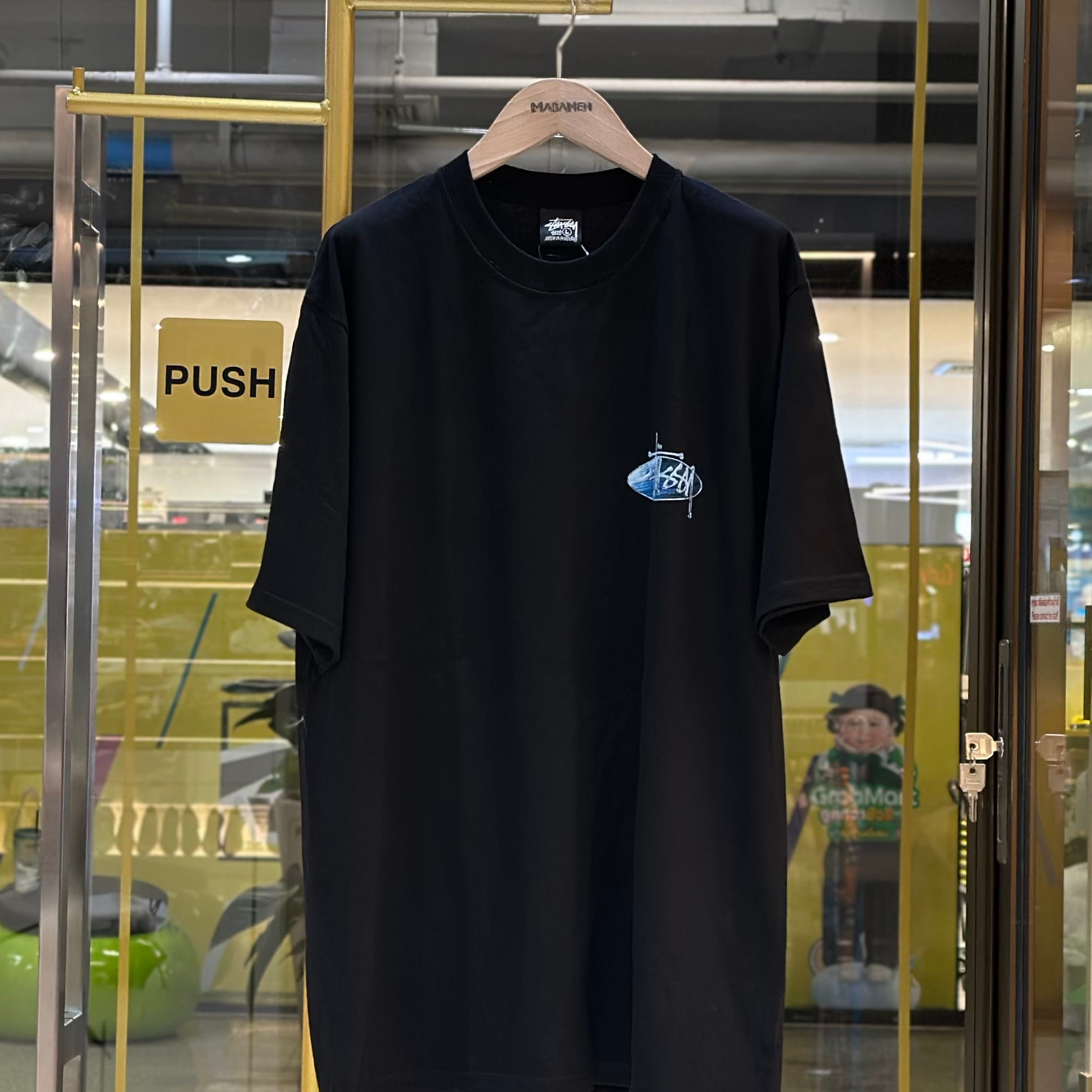 STUSSY Wave Oval T-Shirt Black (1)