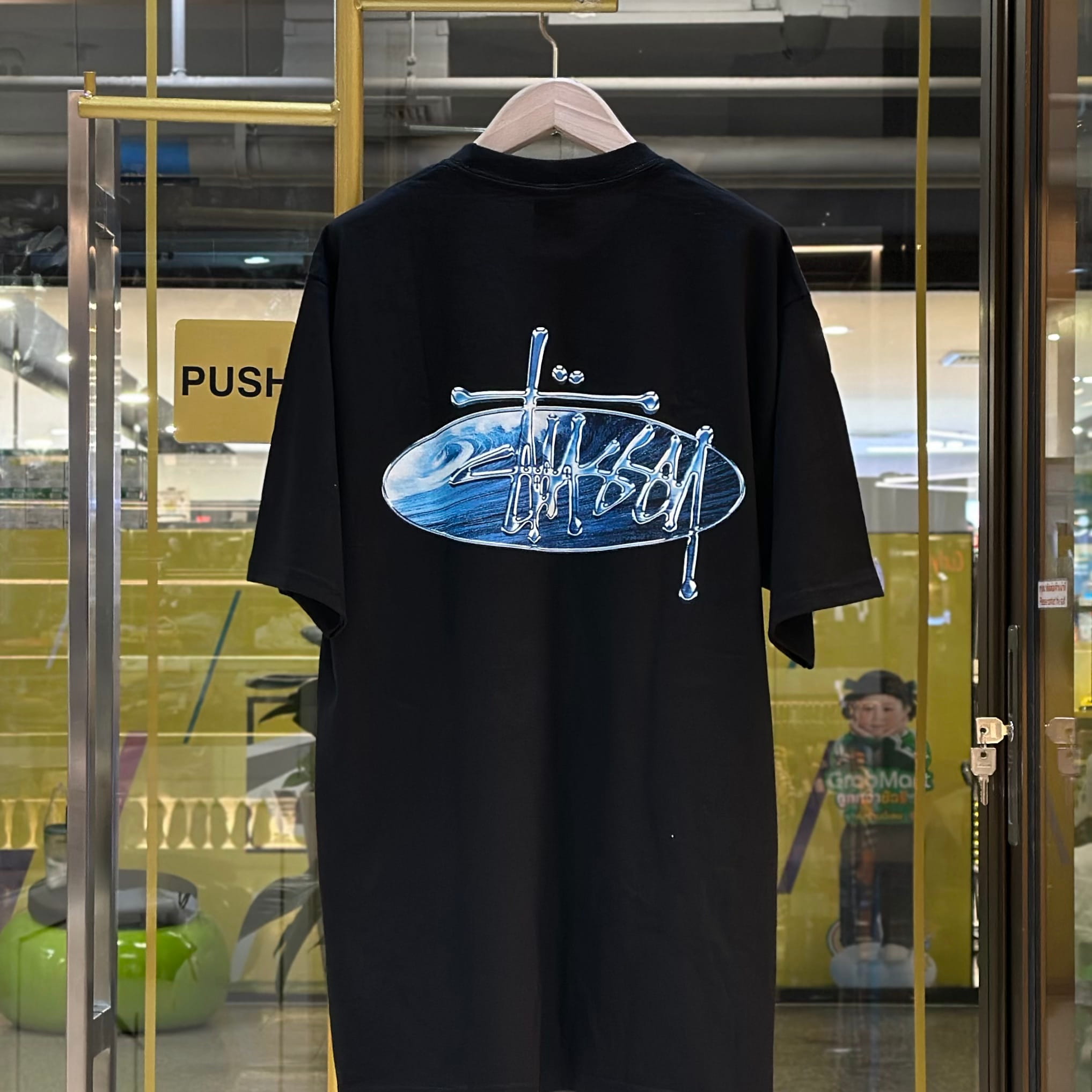 STUSSY Wave Oval T-Shirt Black (2)