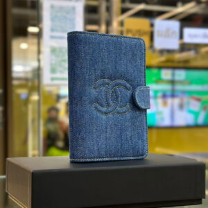 CHANEL CC Logo Denim Passport Holder