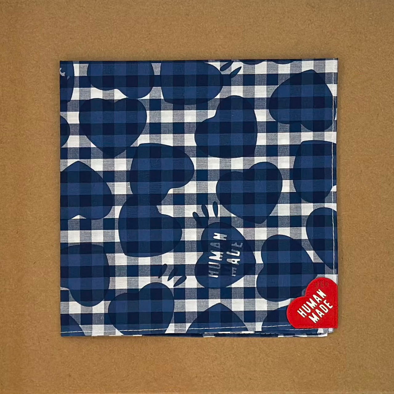 HUMAN MADE Heart Gingham Check Handkerchief Blue