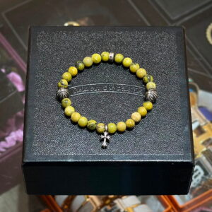 CHROME HEARTS Cross Pendant Stone Bead Bracelet