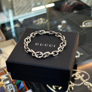 GUCCI Interlocking G 925 Sterling Silver Bracelet