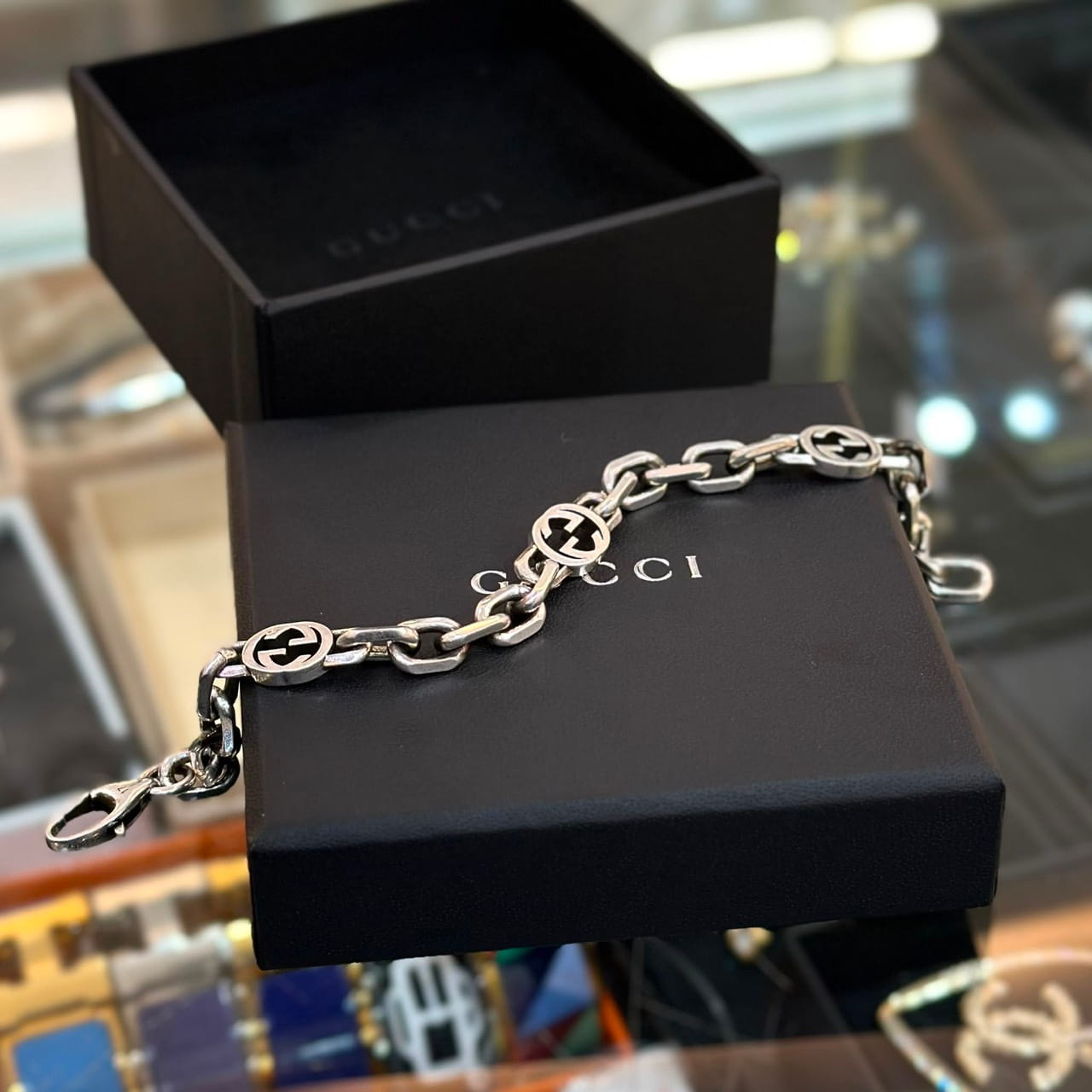 GUCCI Interlocking G 925 Sterling Silver Bracelet (2)