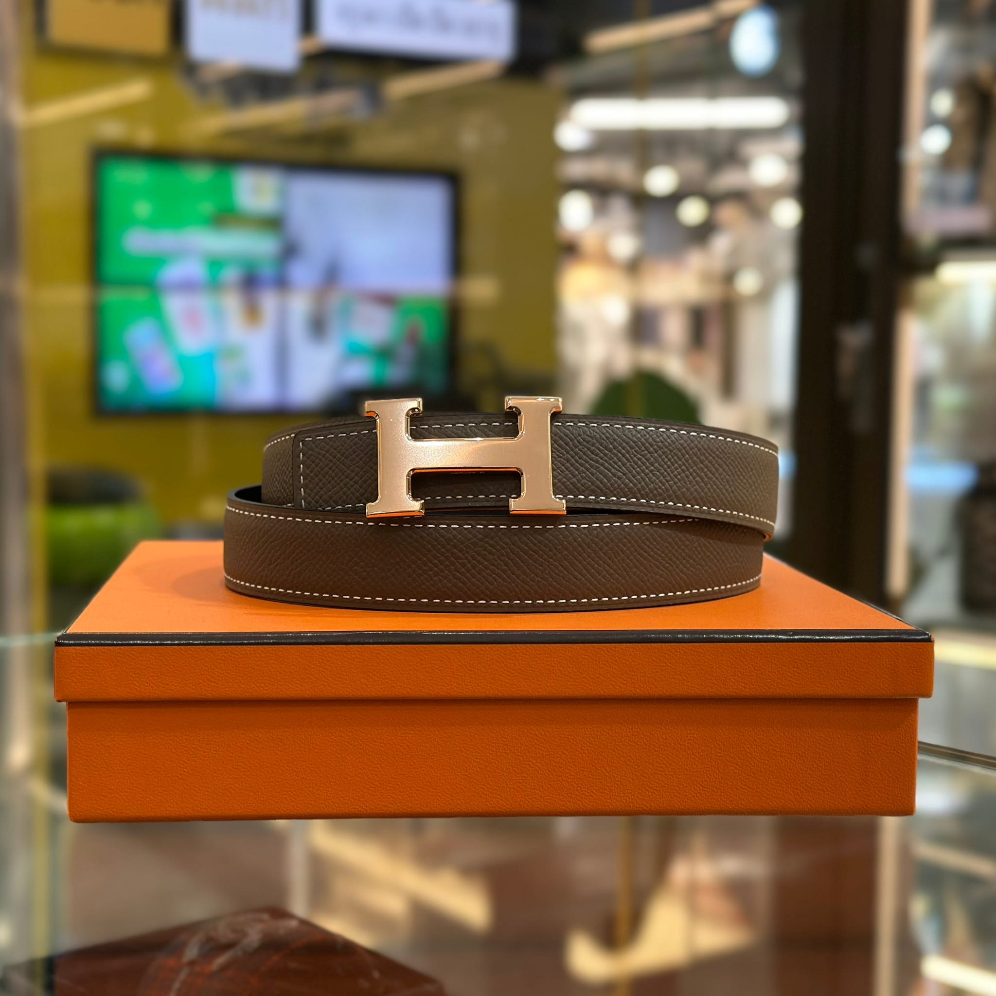 HERMES H Rose Gold Buckle 24 mm Reversible Belt (1)