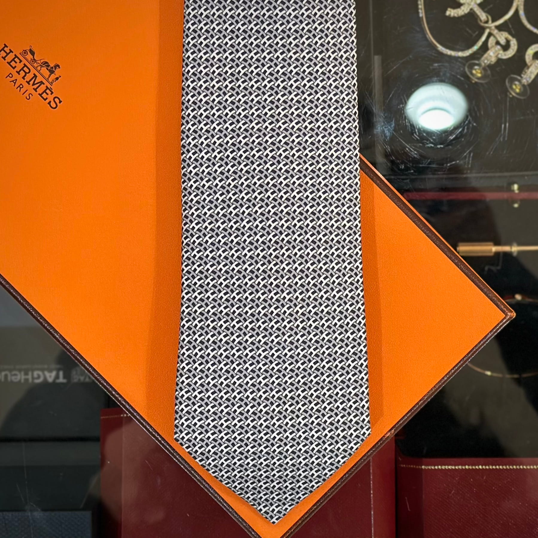 HERMES Pont de H Tie Grey (1)
