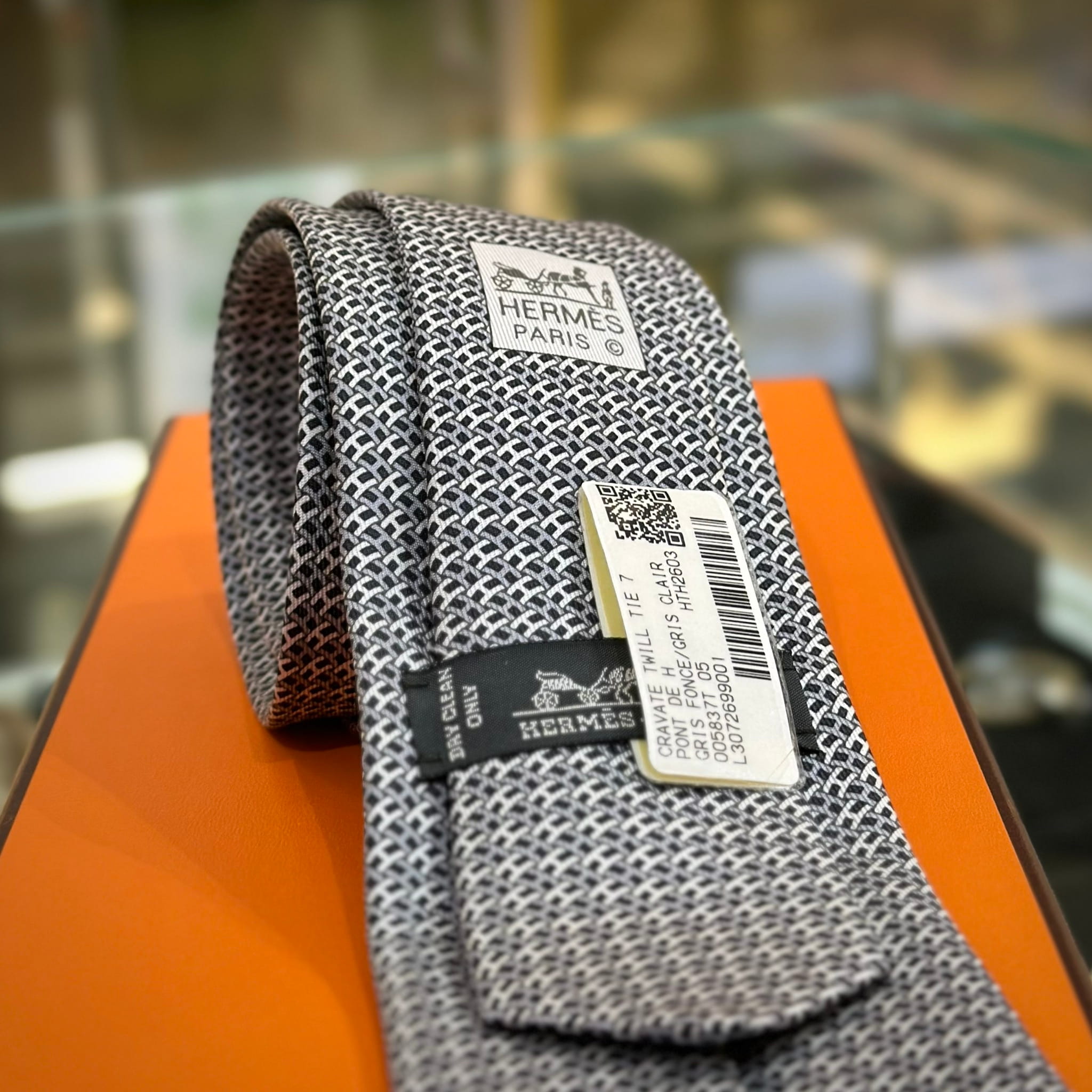 HERMES Pont de H Tie Grey (2)
