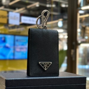 PRADA Saffiano Leather Key Ring Badge Card Holder