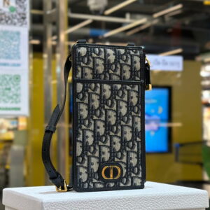 DIOR 30 Montaigne Blue Oblique Jacquard Long Card Wallet