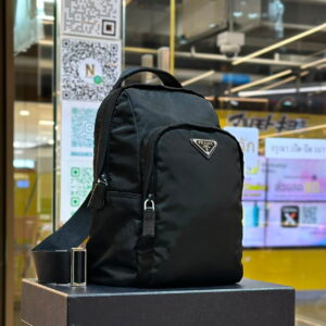 PRADA Re-Nylon and Saffiano Leather Sling Backpack