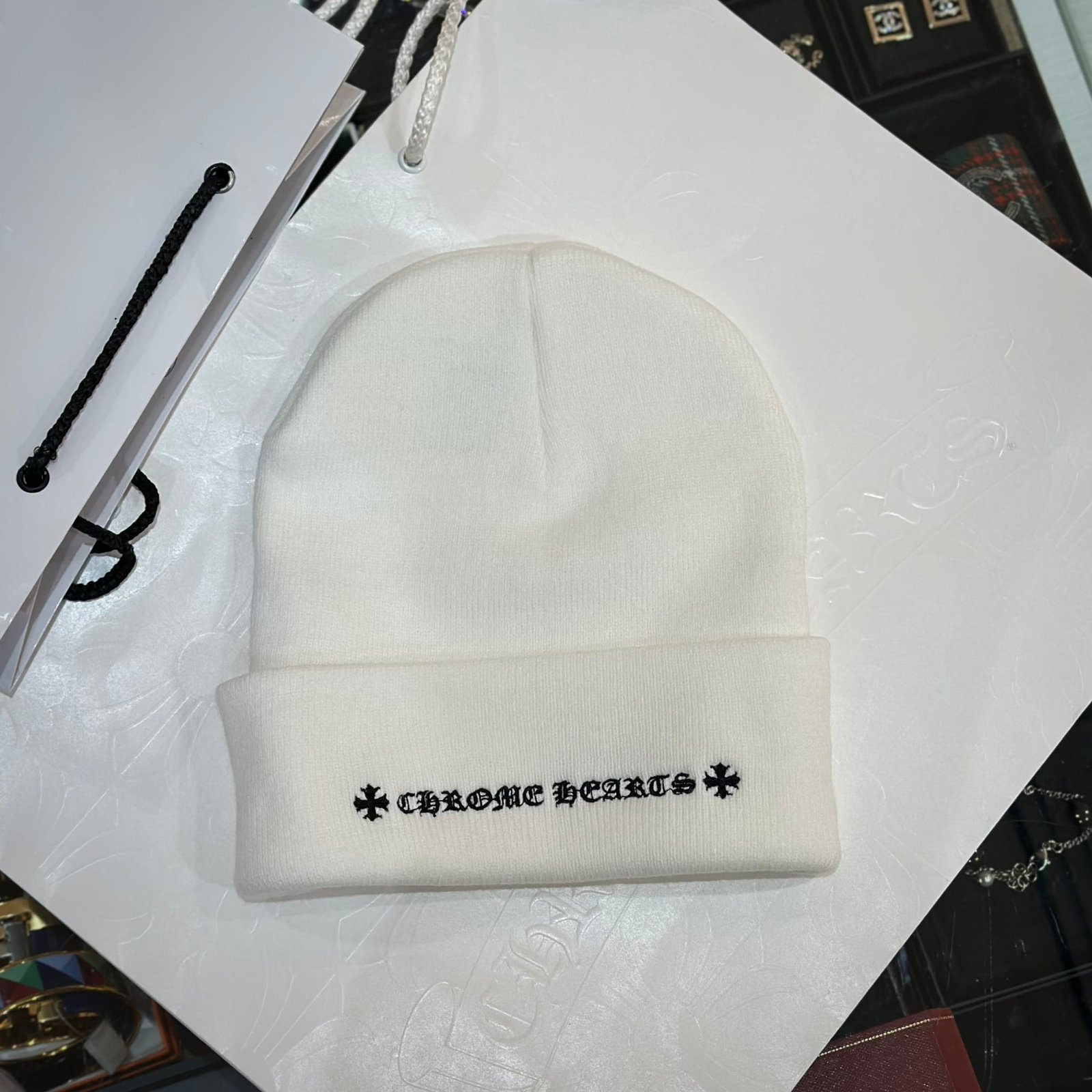CHROME HEARTS CH Logo Beanie White (2)