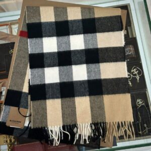 BURBERRY Half Mega Check Cashmere Scarf