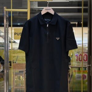 PRADA Zip Piqué Polo Shirt